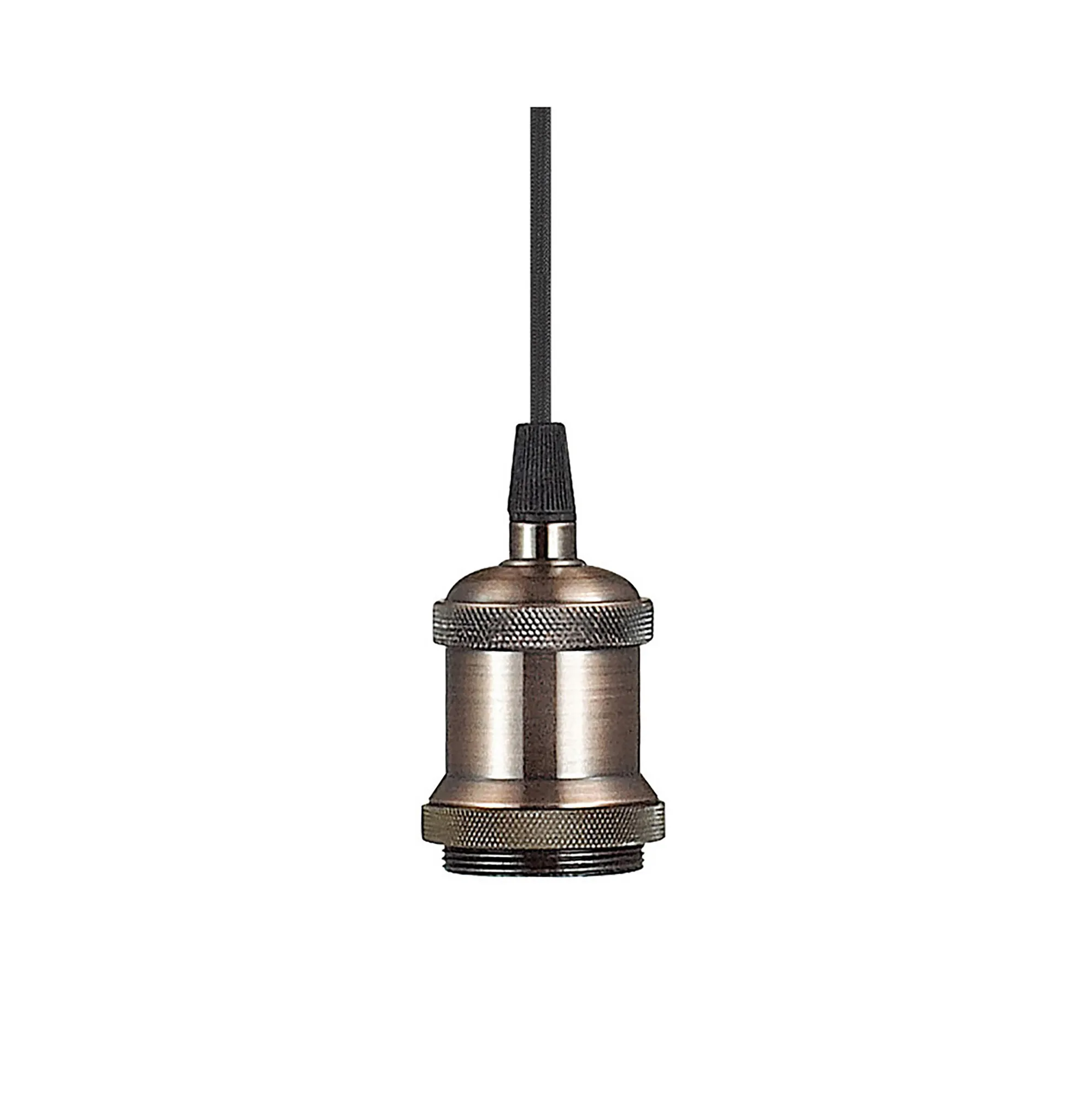 Dreifa 1.5m Single Pendant, 1 x E27, Antique Copper/Black Braided Cable (Maximum Load 1.5kg) D0172  Deco Dreifa Pendant